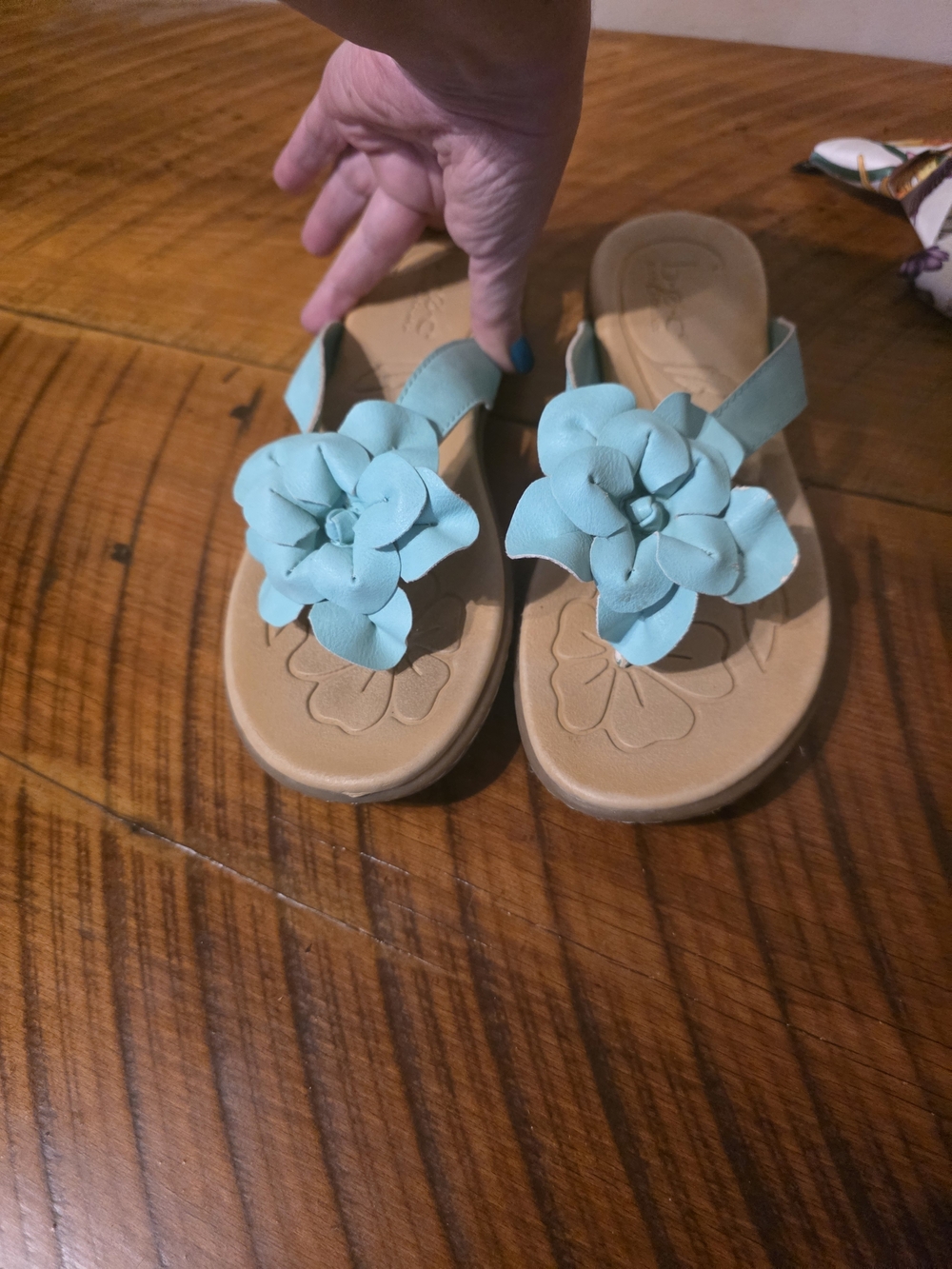 Turquoise Floral Thong Sandals
